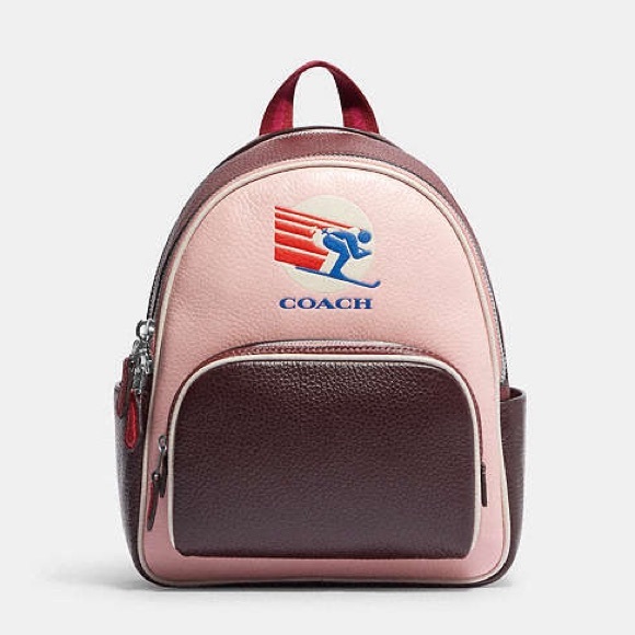 Coach NWT! $428 MSRP Mini Court Backpack In Colorblock With Ski Speed Graphic